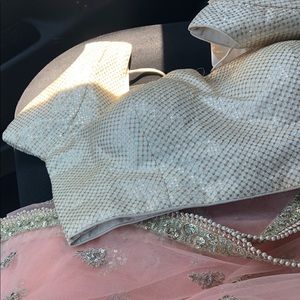 Cream Gold Sequence Sari Blouse